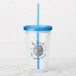 Personalised Be Kind To Your Mind Floral Brain Acrylic Tumbler