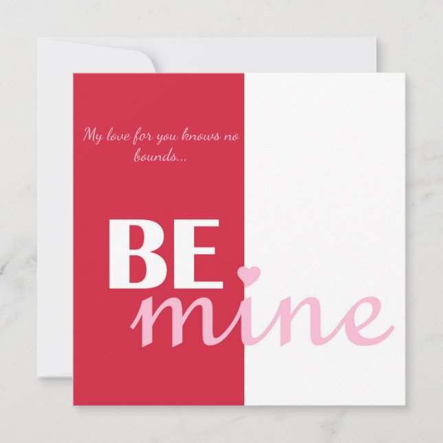 Personalised Be Mine Heart Love Proposal Red Pink Holiday Card (Front)