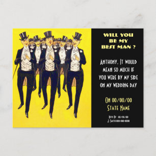 Personalised be my best man, groomsmen invitation postcard