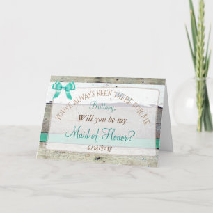 Personalised be my Maid of Honour Rustic Card
