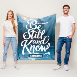 Personalised Be Still and Know Christian Fleece Blanket