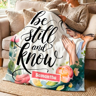 Personalised Be Still and Know Christian Women Fleece Blanket