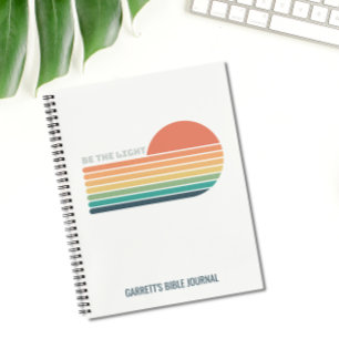 Personalised Be the Light Retro Christian Notebook