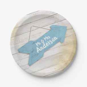 Personalised Beach Arrow Wedding Plates