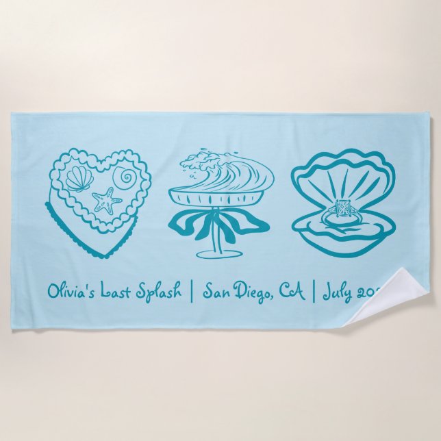 Personalised Beach Bachelorette Towel Gift (Front)