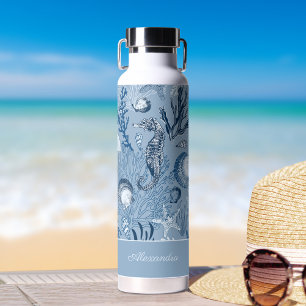 Personalised Beach Blue Ocean Sea Life Water Bottle