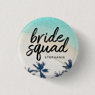 Personalised Beach Bride Squad Button