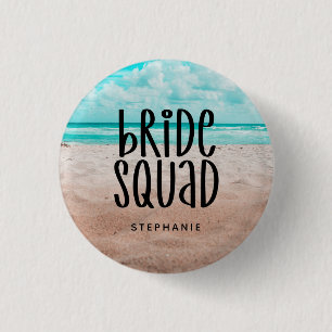 Personalised Beach Bride Squad Button