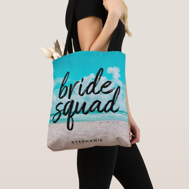 Personalised Beach Bride Squad Tote Bag (Close Up)