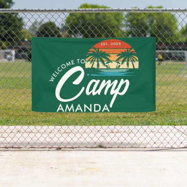 Personalised Beach Camp Bachelorette Party Custom Banner (Insitu)