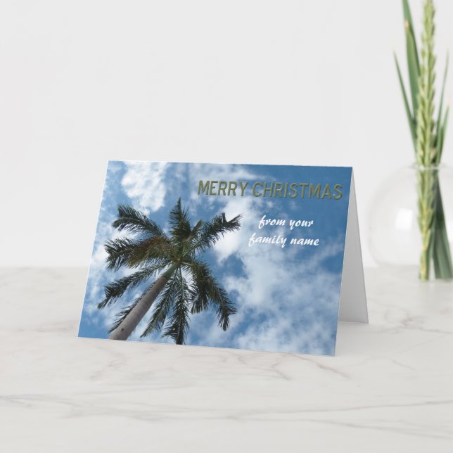 Personalised Beach Christmas Card with Palm Tree (Front)