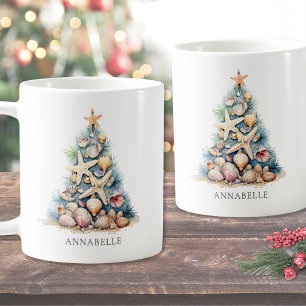 Personalised Beach Christmas Coffee Mug