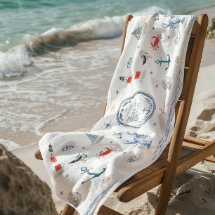 Personalised Beach Club Crest Coastal Beach Towel