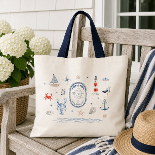 Personalised Beach Club Crest Nautical Tote Bag