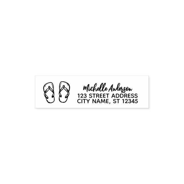 Personalised Beach Flip Flops Return Address       Self-inking Stamp (Design)