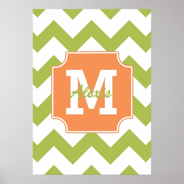 Personalised Beach Fun Chevron Pattern Poster (Front)