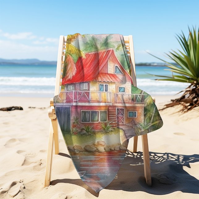 Personalised Beach House Bungalow Beach Towel (Creator Uploaded)