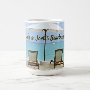Personalised Beach House Chairs in Sand Coffee Mug