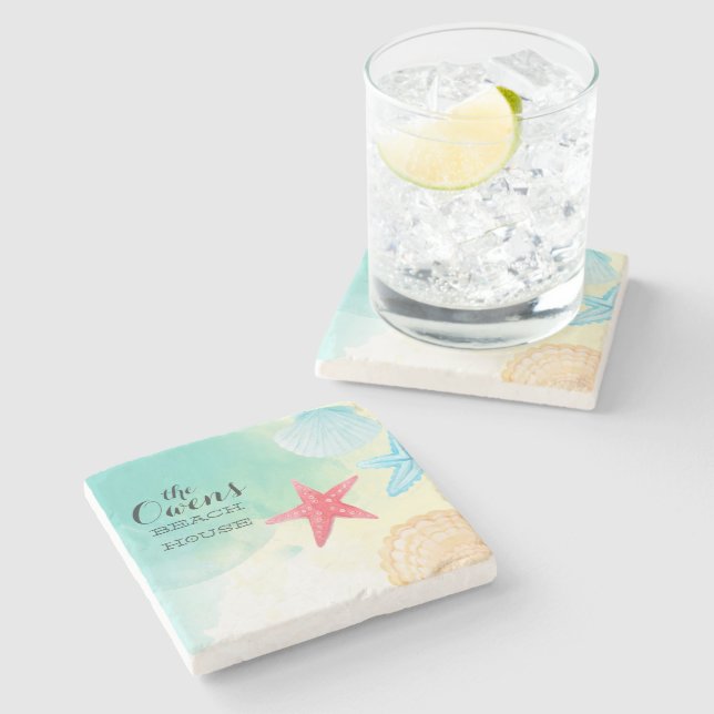 Personalised Beach House Coasters (Side)