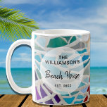 Personalised Beach House  Coffee Mug<br><div class="desc">This beach house mug is decorated with a unique mosaic shell design. Easily customisable with your family name and date. Makes a perfect house warming gift. Use the Customise Further option to change the text size, style, or colour if you wish. Because we create our artwork you won't find this...</div>