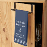 Personalised Beach House Coordinates Tea Towel<br><div class="desc">Celebrate life at the beach with this cute coastal personalised kitchen towel featuring vintage typewriter lettering and a nautical anchor illustration. "Beach House" or your choice of custom text appears along with your home's latitude and longitude coordinates.</div>