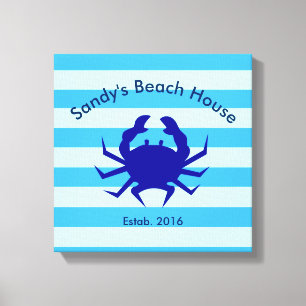 Personalised Beach House Nautical Canvas Wall Art