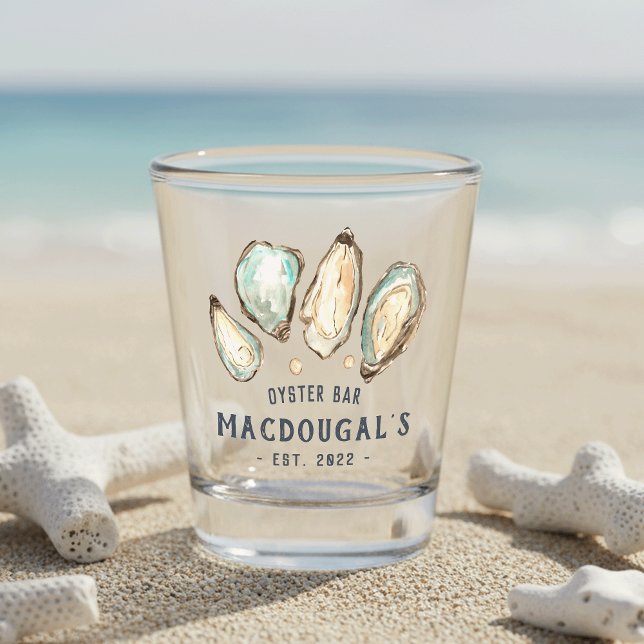 Personalised Beach House Oyster Bar Shot Glass (Creator Uploaded)