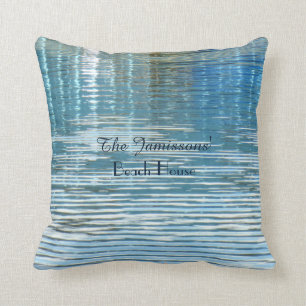 Personalised Beach House Reflection in Lake Square Cushion