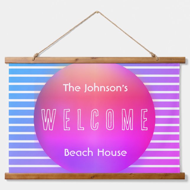Personalised Beach House Sign Hanging Tapestry (Front)