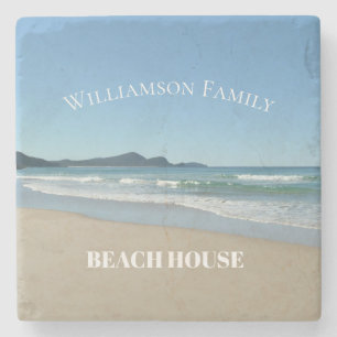 Personalised Beach House Stone Coaster