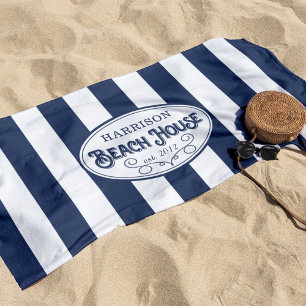 Personalised Beach House Stripe Towel