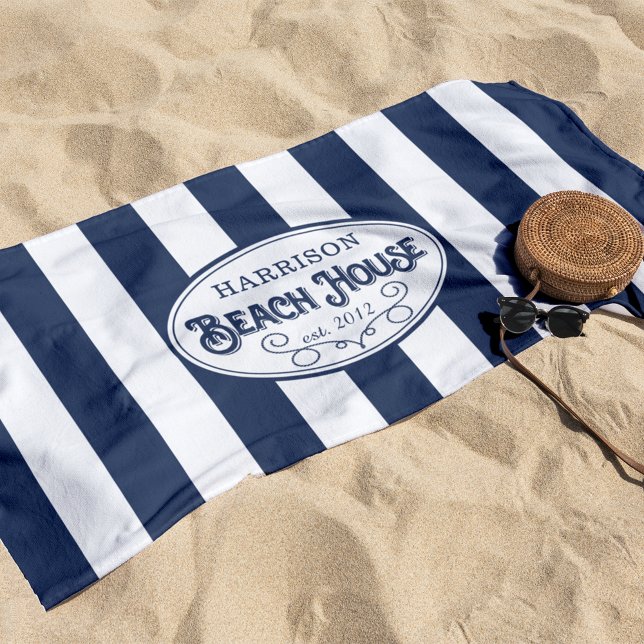 Personalised Beach House Stripe Towel (Creator Uploaded)