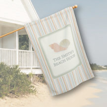 Personalised Beach House Striped Porch Flag