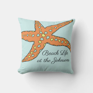 Personalised Beach Life Starfish Throw Pillow