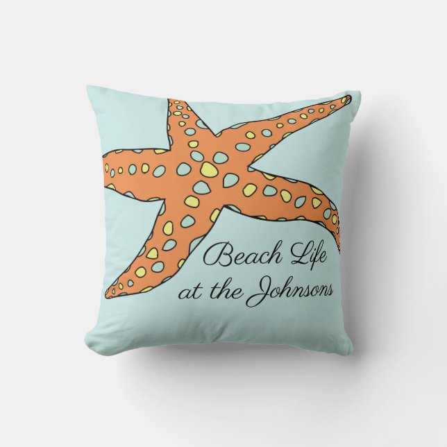 Personalised Beach Life Starfish Throw Pillow (Front)