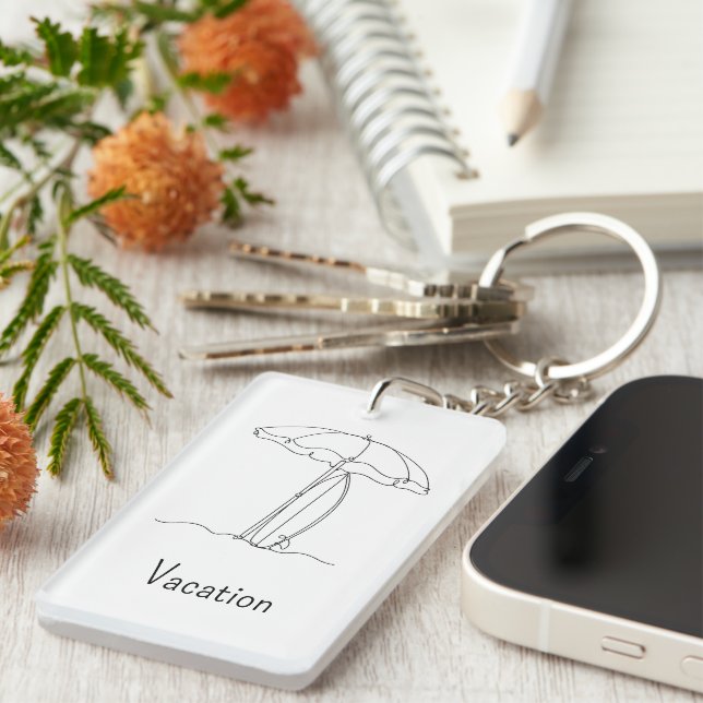 Personalised Beach Line Art Keychain (Front Right)