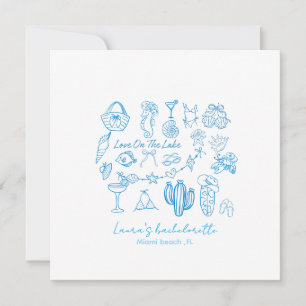 personalised beach Love On The Lake bachelorette  Invitation