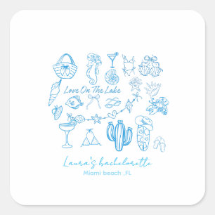 personalised beach Love On The Lake bachelorette  Square Sticker