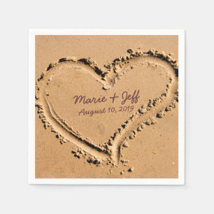 Personalised Beach Love Wedding Heart Napkin