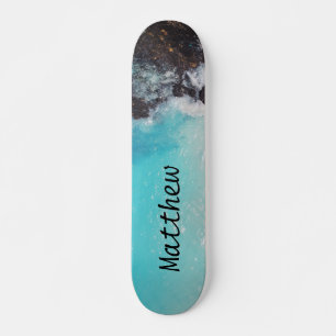 Personalised Beach Ocean Waves Skateboard