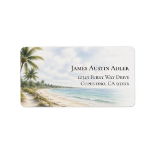 Personalised Beach Palm Tree Return Address Label