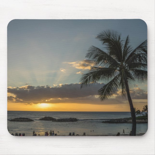 Personalised Beach Palm Tree Tropical Mouse Mat (Front)