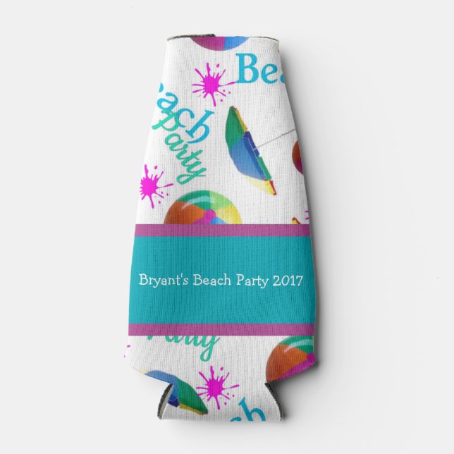 Personalised Beach Party Bottle Bottle Cooler (Front)