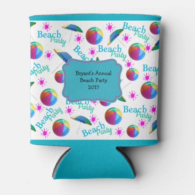 Personalised Beach Party Can Template Cooler (Front)