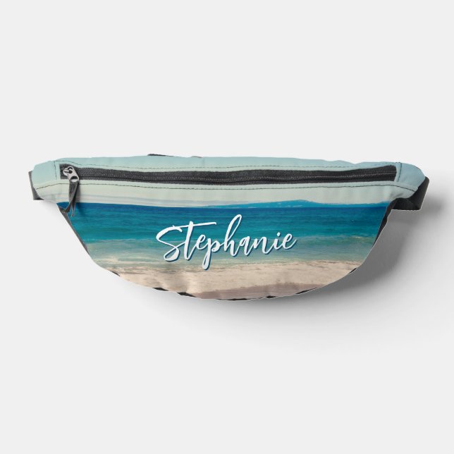 Personalised Beach Photo Ocean Blue Bum Bags (Lay Down)