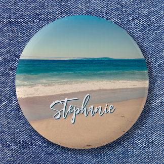 Personalised Beach Photo Ocean Blue Scenic 6 Cm Round Badge