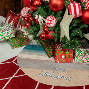 Personalised Beach Photo Ocean Blue Scenic Brushed Polyester Tree Skirt