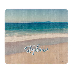 Personalised Beach Photo Ocean Blue Scenic Cutting Board