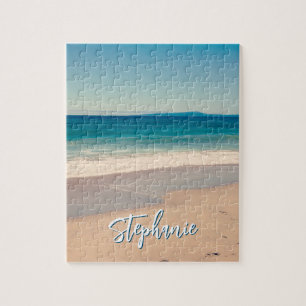 Personalised Beach Photo Ocean Blue Scenic Jigsaw Puzzle