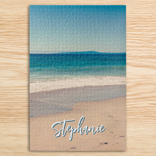 Personalised Beach Photo Ocean Blue Scenic Jigsaw Puzzle
